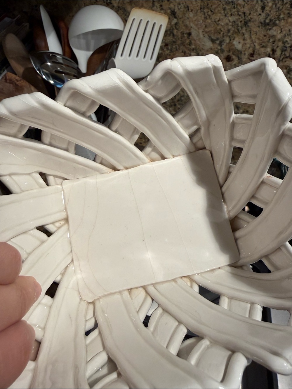 Ceramic Strawberry Basket Decorative Dish - White and Red - Picture 2 of 5